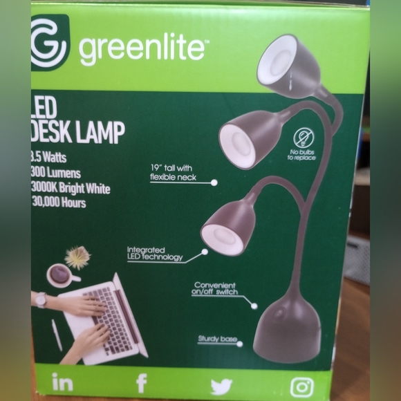 2pk Greenlight Energy Saving, 19" Flexible Gooseneck LED Desk Lamps - Picture 4 of 4